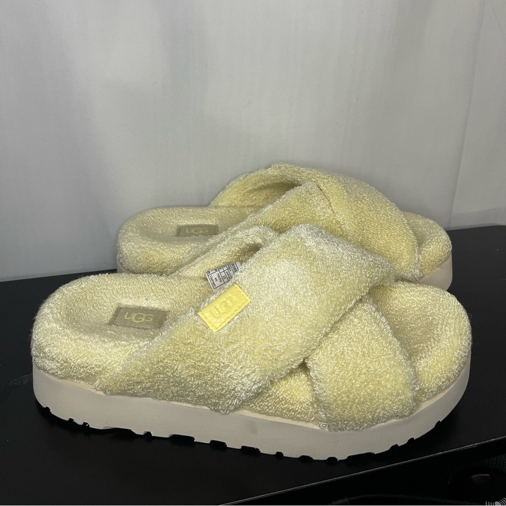 Ugg Fuzz Sugar Terry Cross Slides Nwot Sizes 10, … - image 1